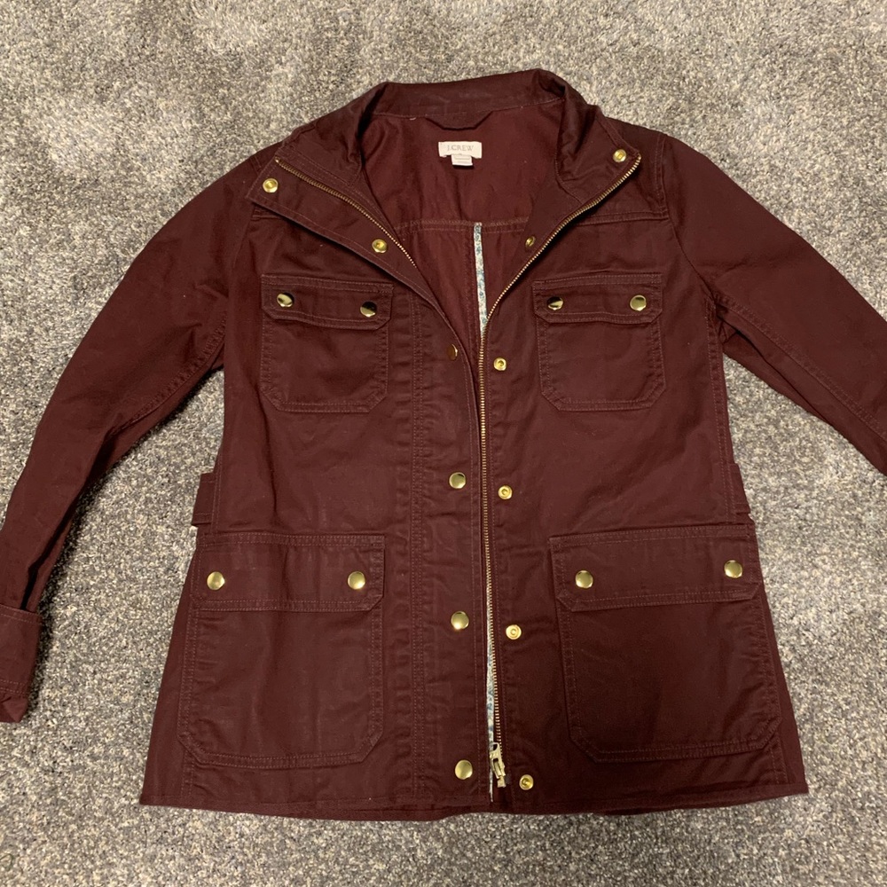 J. Crew Twill Jacket in Burgundy